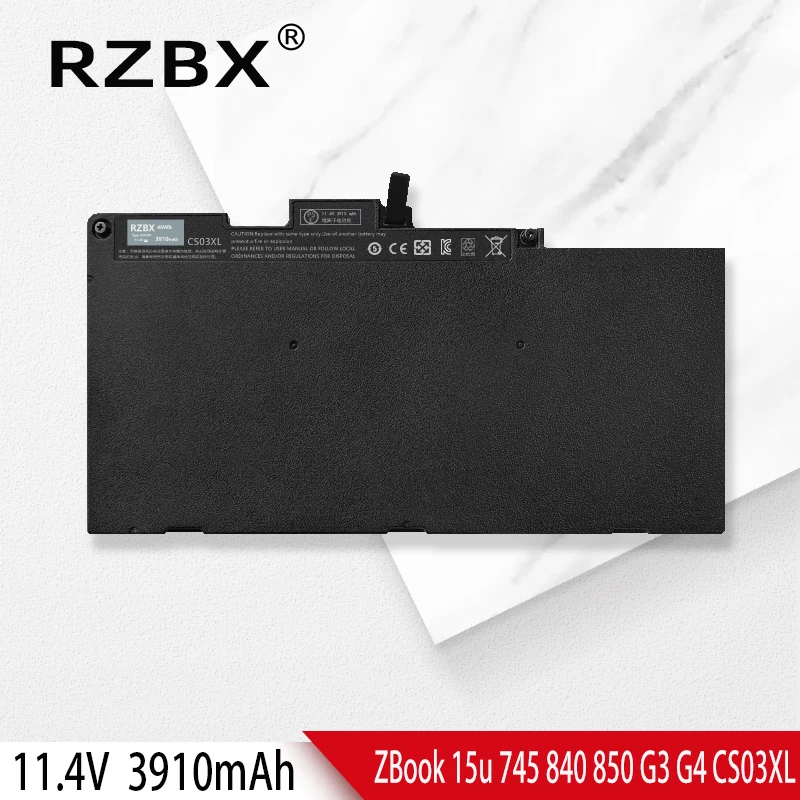

RZBX New CS03XL Laptop Battery 11.4V 46.5Wh for HP EliteBook 745 G3 G4, 840 G3 G4, 850 G3 G4, ZBook 15U G3 G4 mt42 MT43 Series