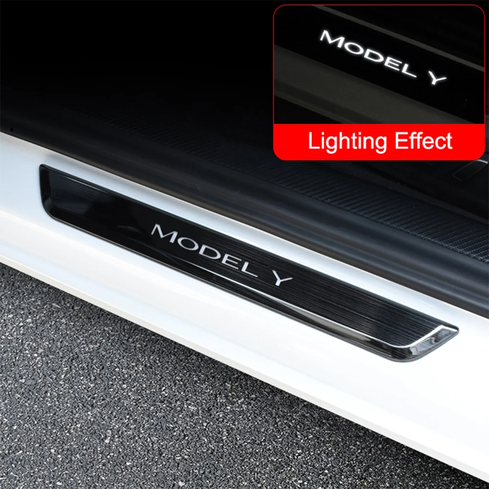 

Magnetic Induction Wireless LED Illuminated Pedal Door Sills Protector Welcome Lighting Pedal Decoration for Tesla Model3/Y 2022