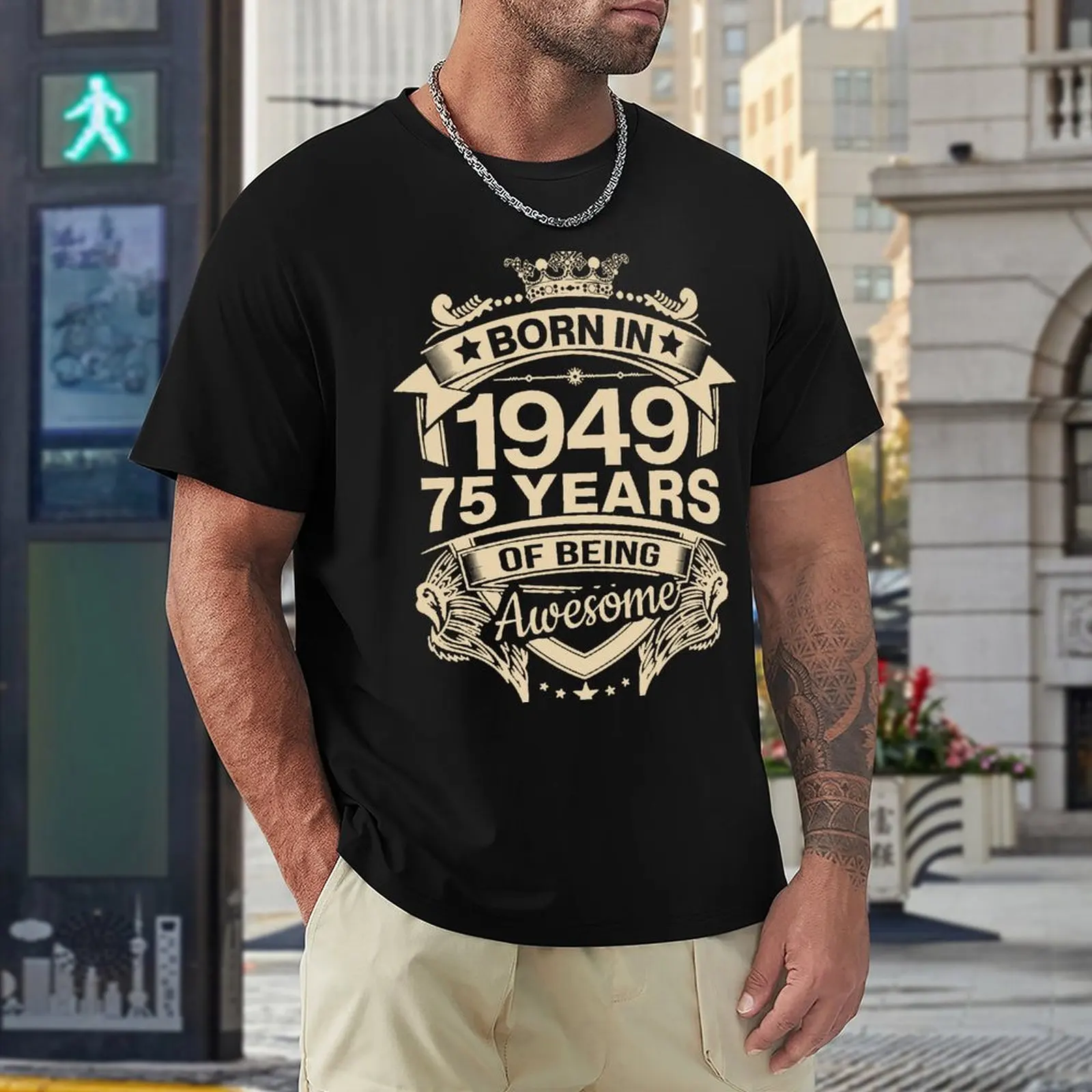 Футболка в стиле Харадзюку с коротким рукавом 1949 хлопок 100%