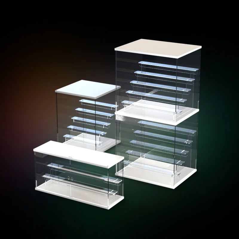 Прозрачная акриловая коробка для хранения с 1-4 прозрачными ступенями ...