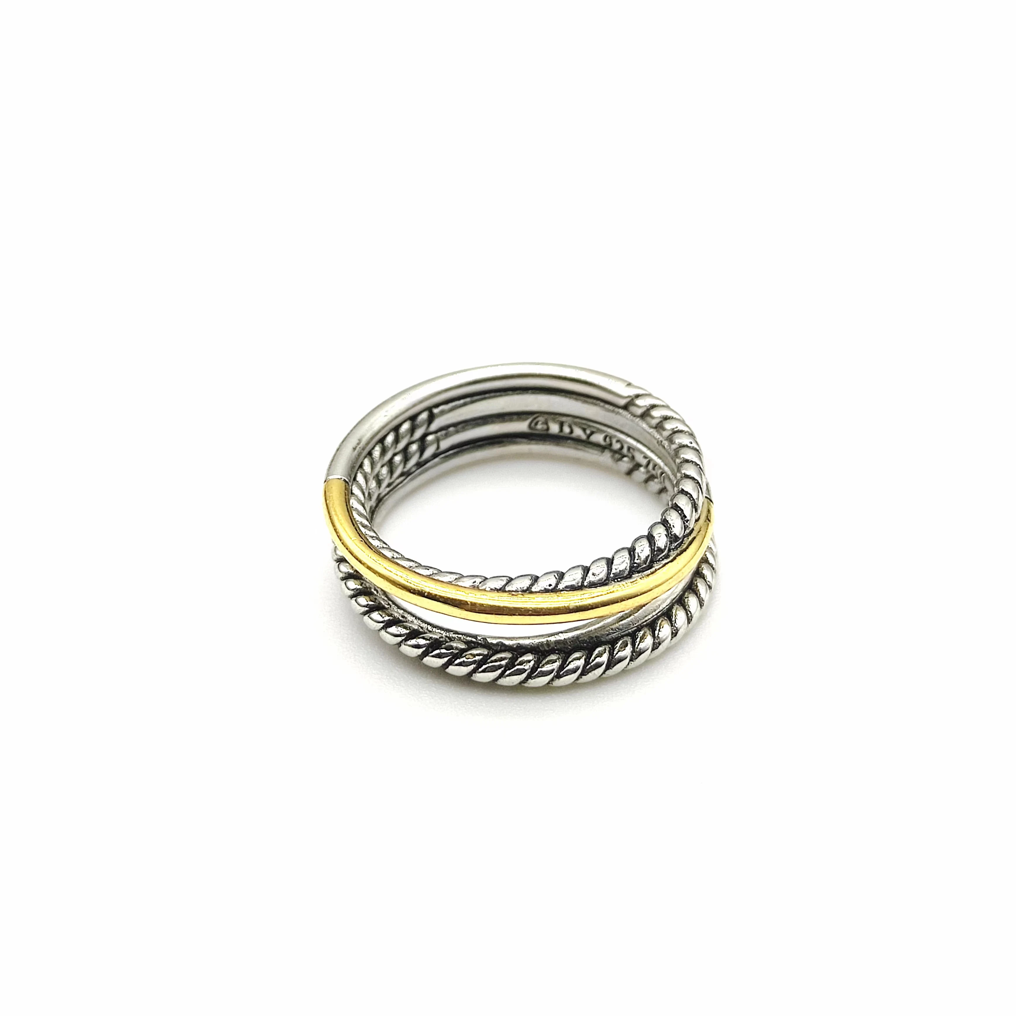 High Quality David Youman Wholesale Twisted Wire Silver Plated Two-Tone Ring Gifts For Men And Women