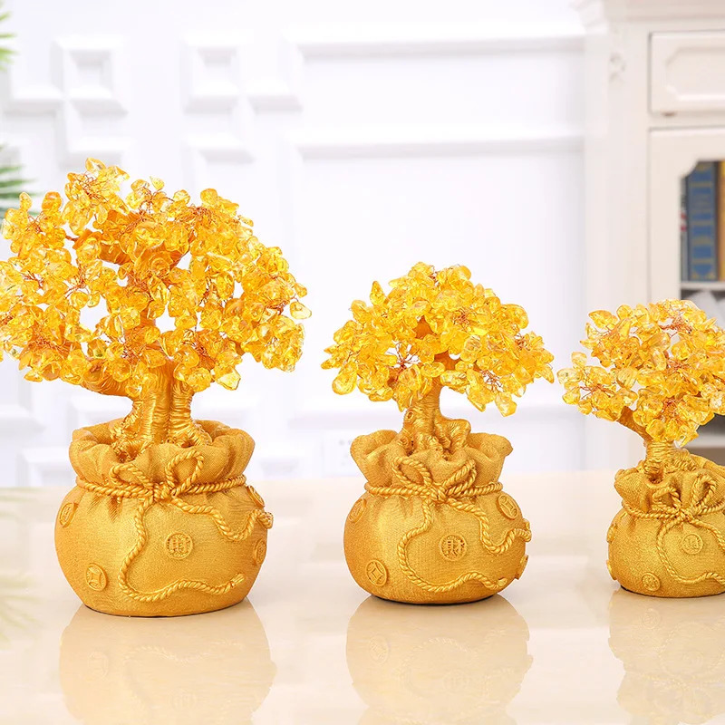

Golden Creative Figurines Resin Ornaments Shaking Money Tree Living Room Decorations Desk Home Entryway Ornaments Crafts Decor