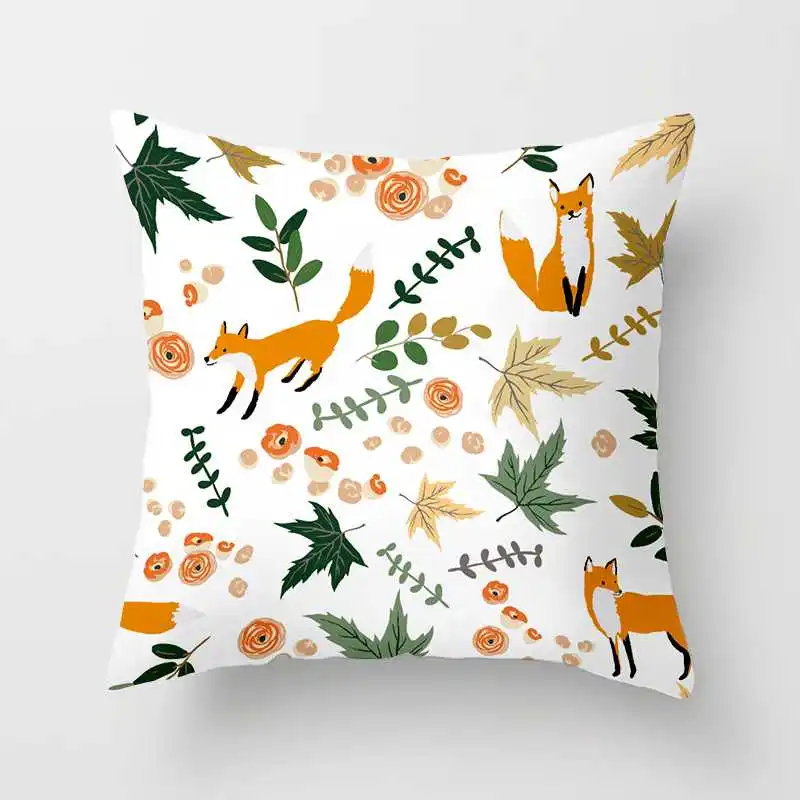 

45x45cmthrow pillow cartoonfox cute animal decoration cushion cover throw pillow polyester pillowcase home decoration pillowcase