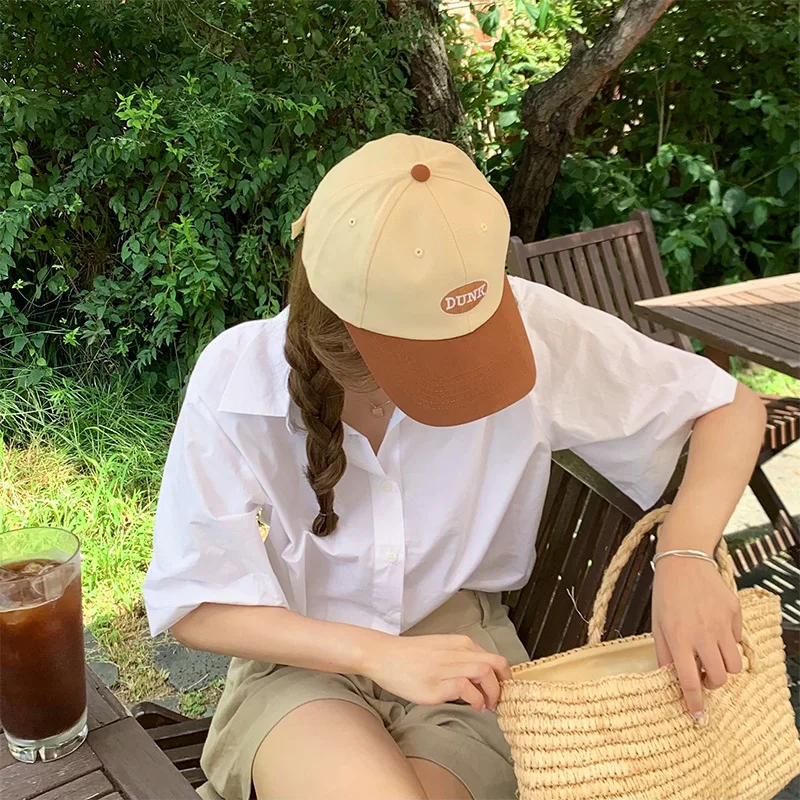 

Couple Contrast Color and Versatile Korean Style Baseball Cap Female Color Matching Letters Spring and Summer Suitable for roun