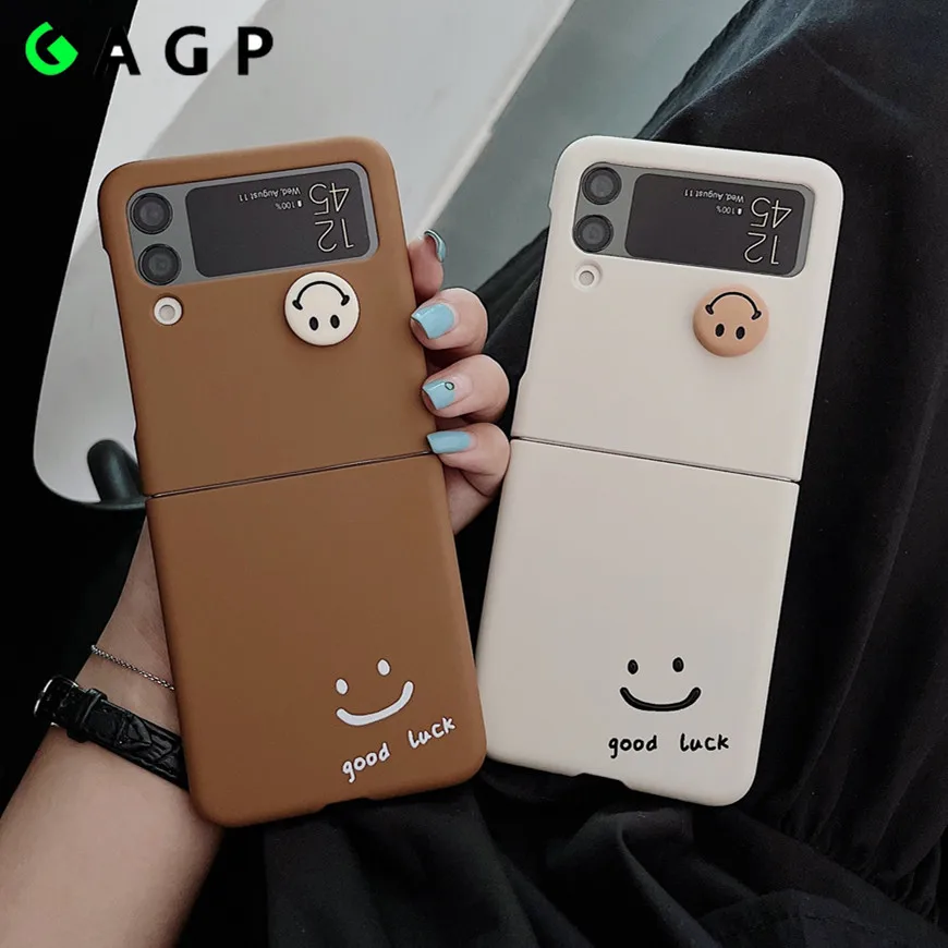 

Z flip 3 4 Case Cute Cartoon Smile For Samsung Galaxy Z Flip 4 3 5G Case Hard Slim For Samsung Z Flip 3 4 Zflip3 Animal Cover