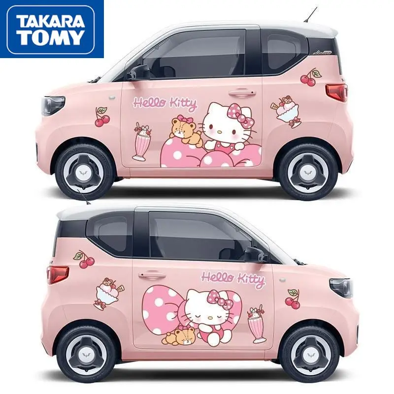 

TAKARA TOMY Hello Kitty Cute Cartoon Waterproof Body Stickers Pink Sweet Cover Scratches Girl Heart Decorative Car Stickers