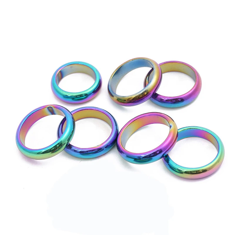 

Hematite Rings Natural Stone 4T6T10T Flat Arc Black Couple Non-magnetic Health Care Radiation Protection Hematite Rings Gift