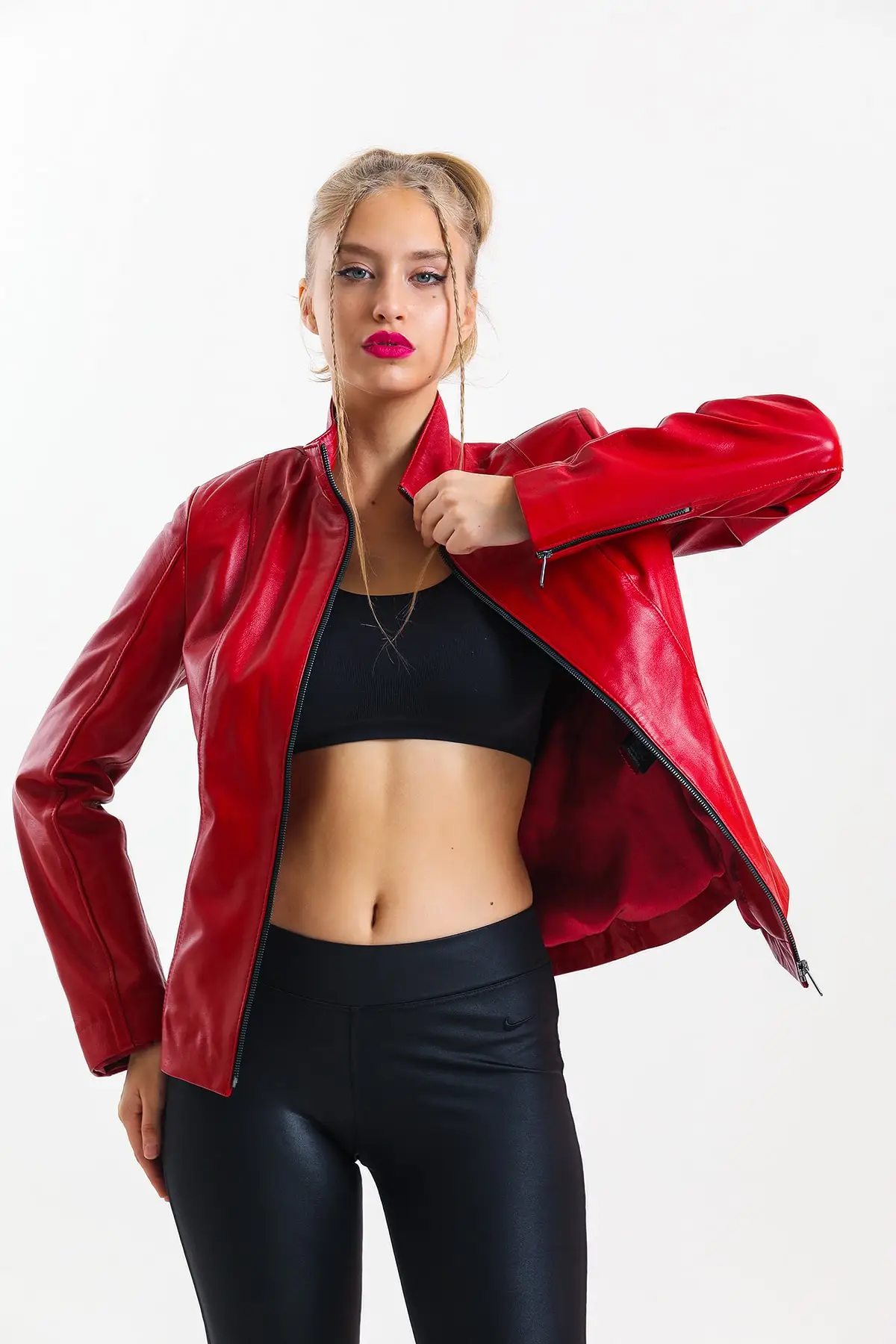 

Red Genuine Leather Coats-Jacket Personalized Design