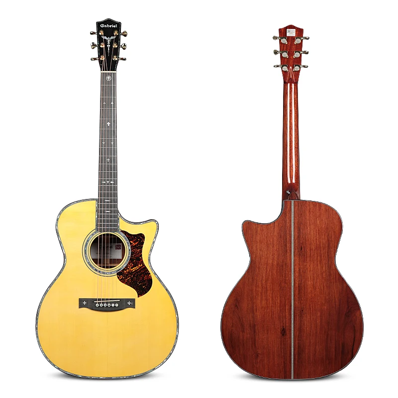 

Gabriel all solid wood handmade high quality stringed instruments factory D42 style abalone binding electric acoustic guitar