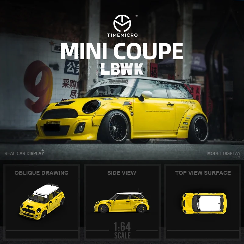

Time Micro 1:64 Model Car MINI Coupe Refitting Alloy Die-cast Vehicle Yellow & Black