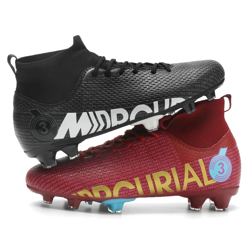 New High Top Football Boots For Men High Quality Adult Soccer Cleats FG/TF Anti-slip Training Shoes Kids Outdoor Sports Sneakers