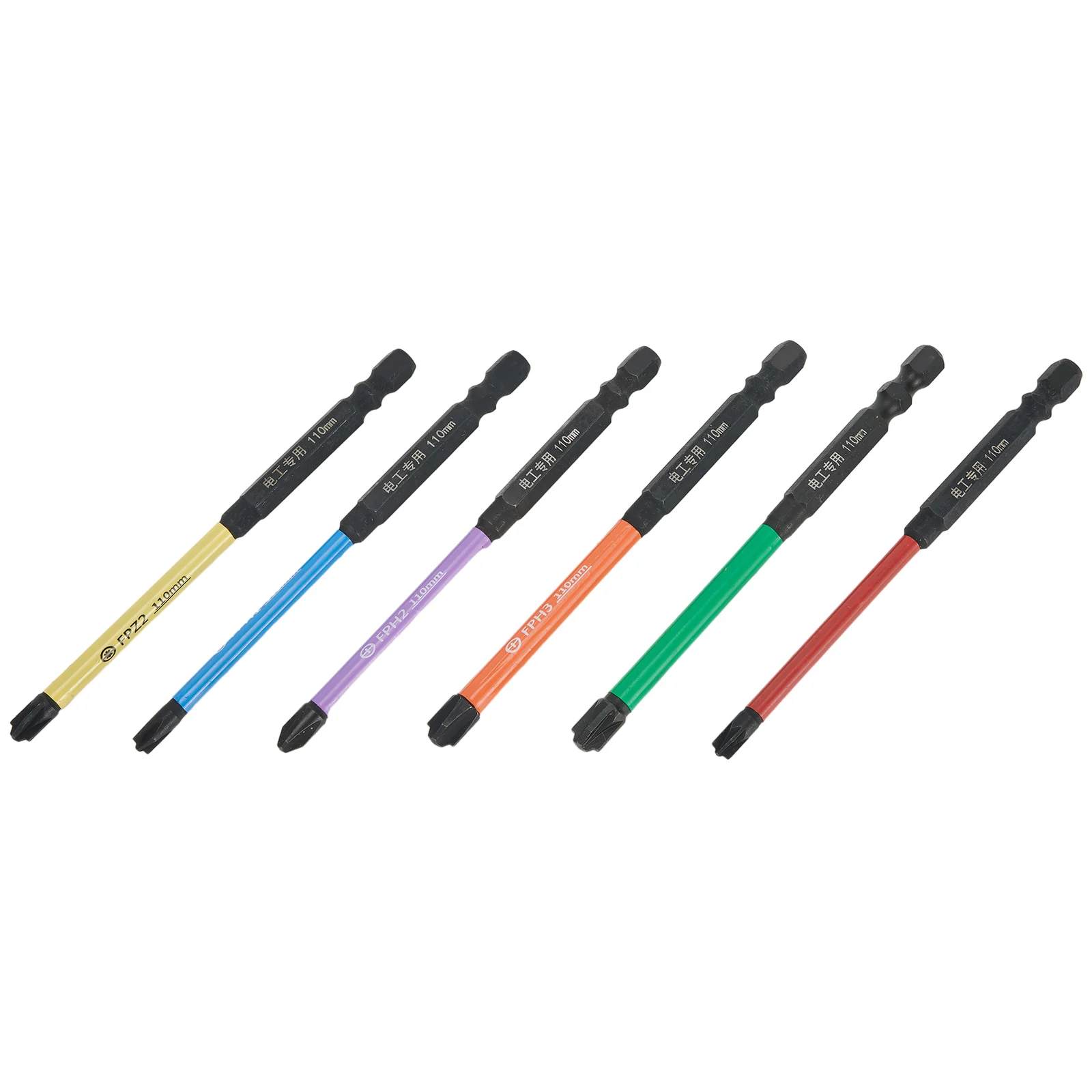 

Electrician Screwdriver Bits 110mm / 4.33’’ Length 6 Pcs/set FPH1/FPH2/FPH3/FPZ1/FPZ2/FPZ3 Magnetic Various Colours