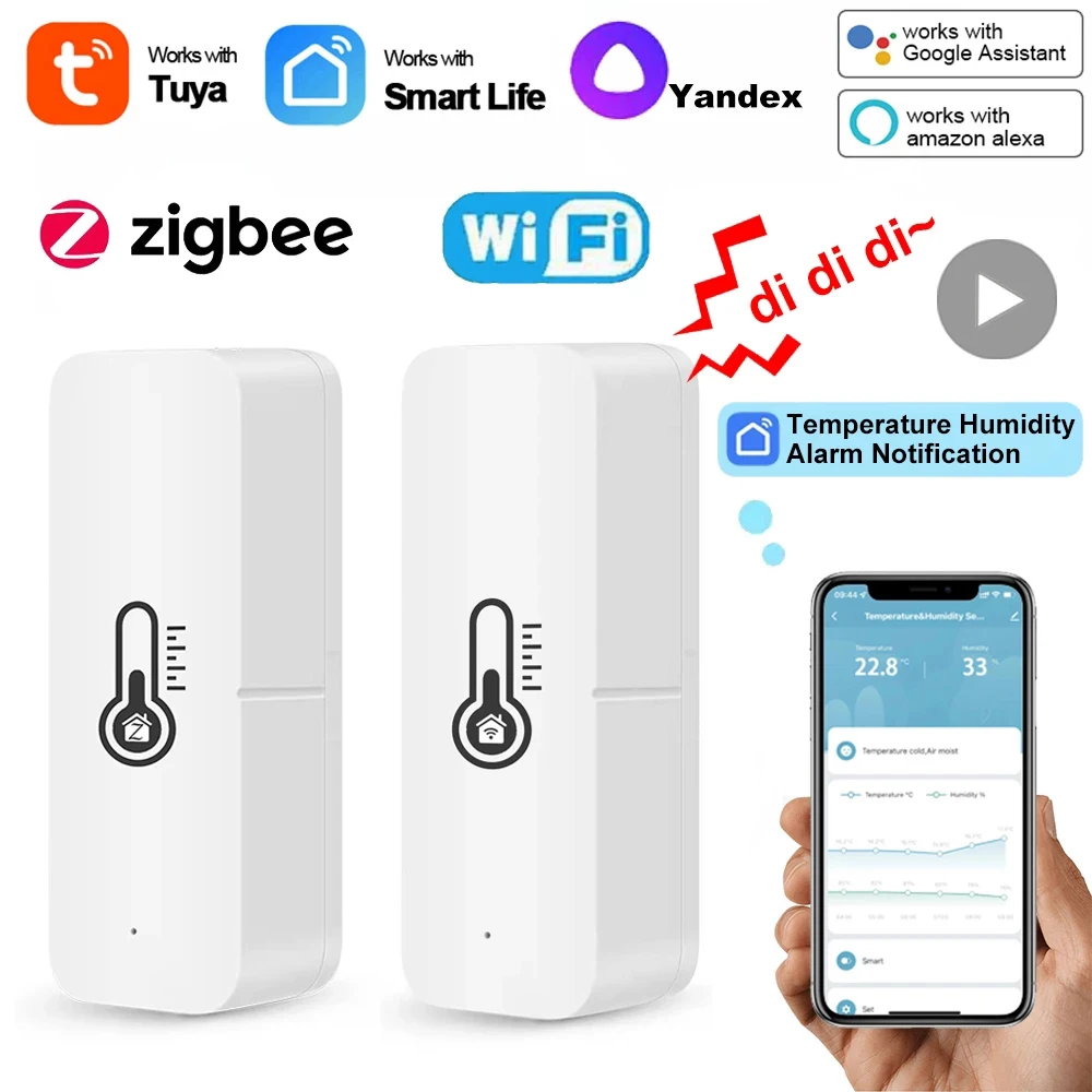

Tuya Smartlife с влажности термометр, датчик температуры Термогигрометр Wi-Fi ZigBee для Alexa Google Assistant умной домашней жизни