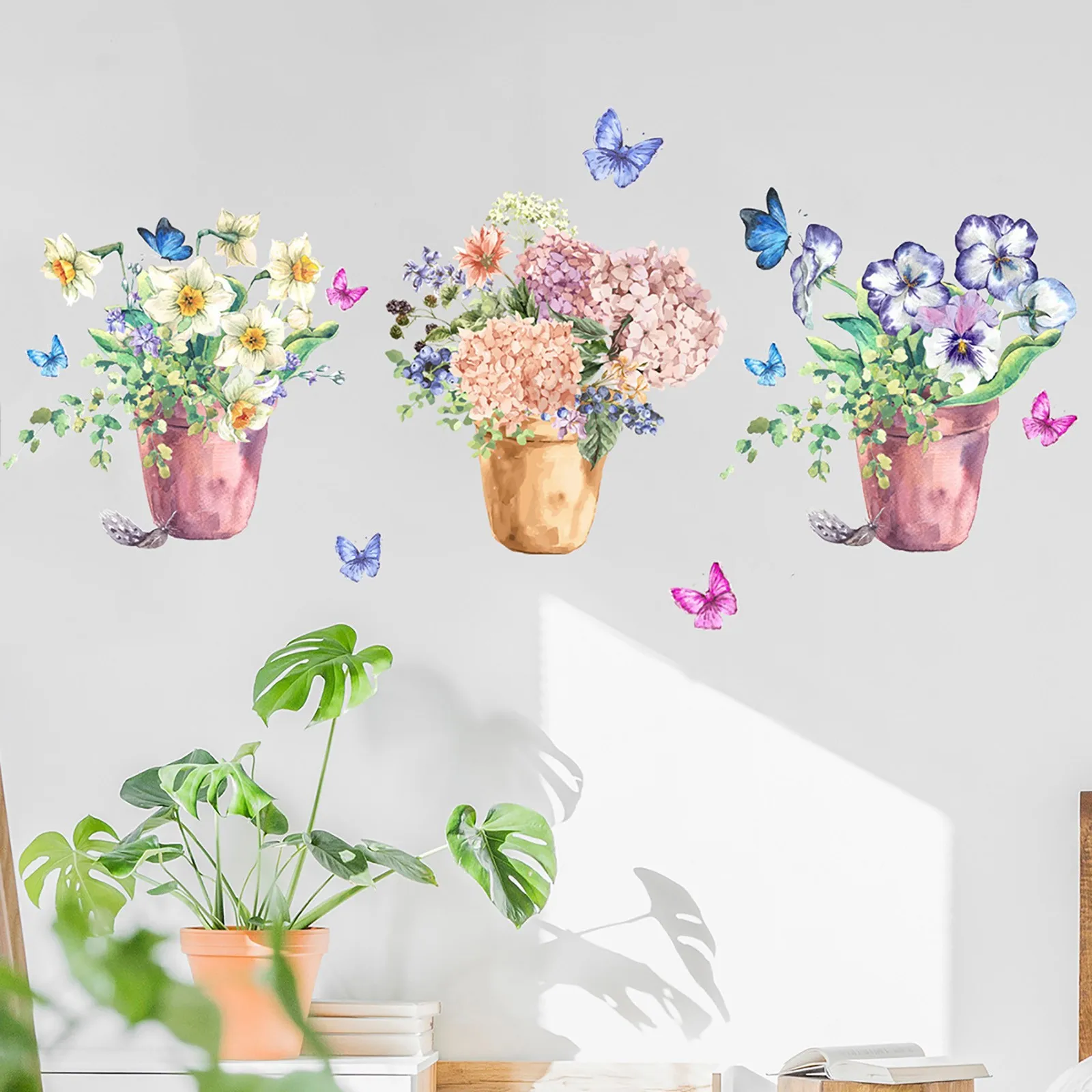 

3D Vinyl Removable Wall Sticker DIY Green Plants Decals For Living Big Wall Decals 3d Wall Sticker Clock Sticker Tiles for Walls