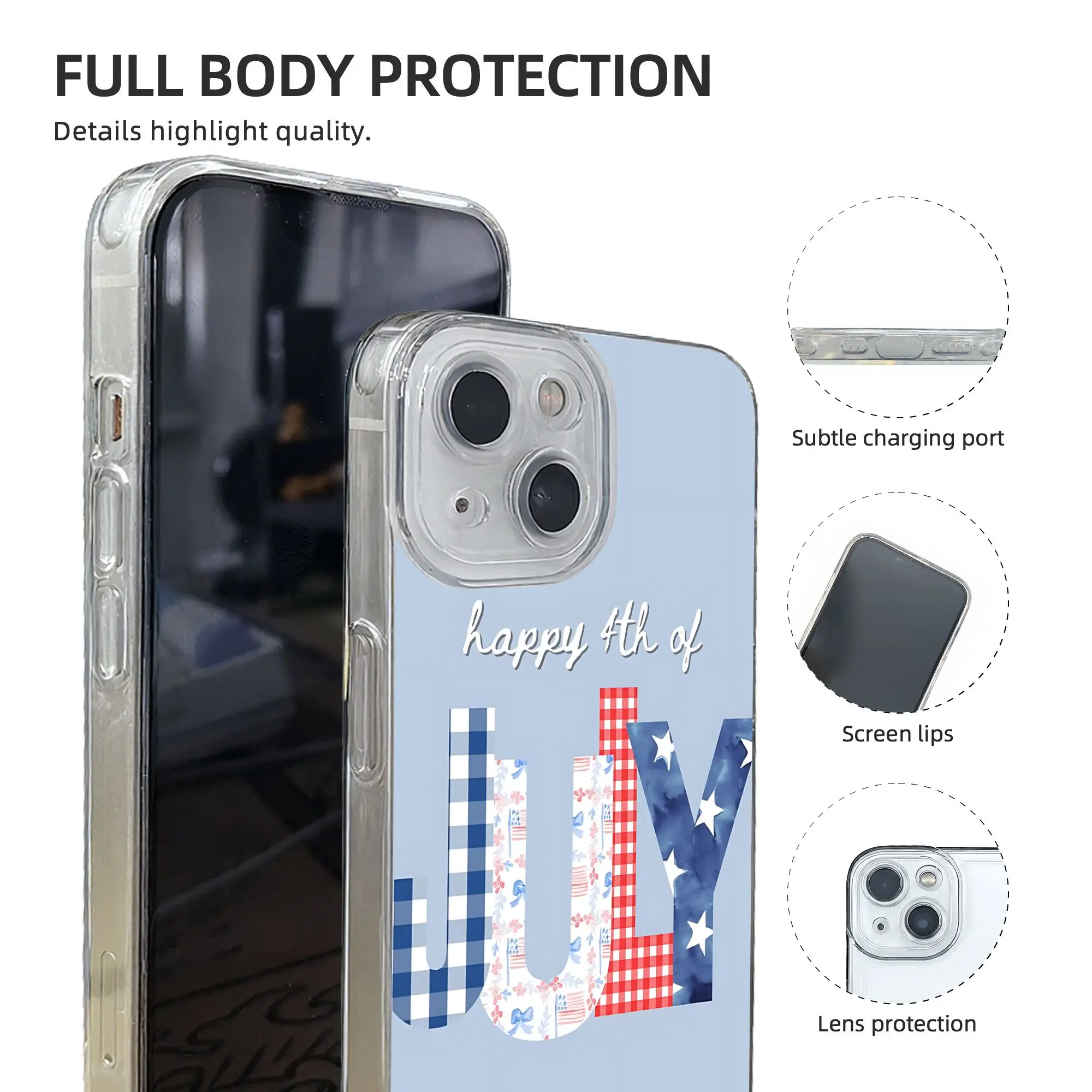 Фото Элегантный противоударный чехол для iPhone 17, 16, 15, 14, 13, 12, 11 Pro Max с дизайном ко Дню независимости США №3