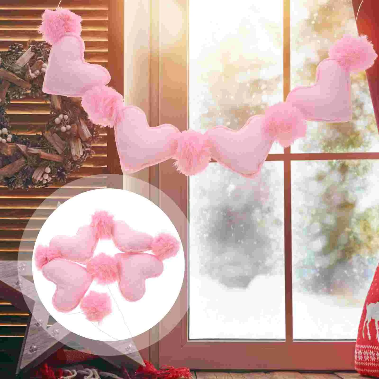 

Garland Pom Heart Felt Banner Day Wedding Decoration Wall Party Garlands S Valentine Valentines Hanging Ornament Decor Bunting