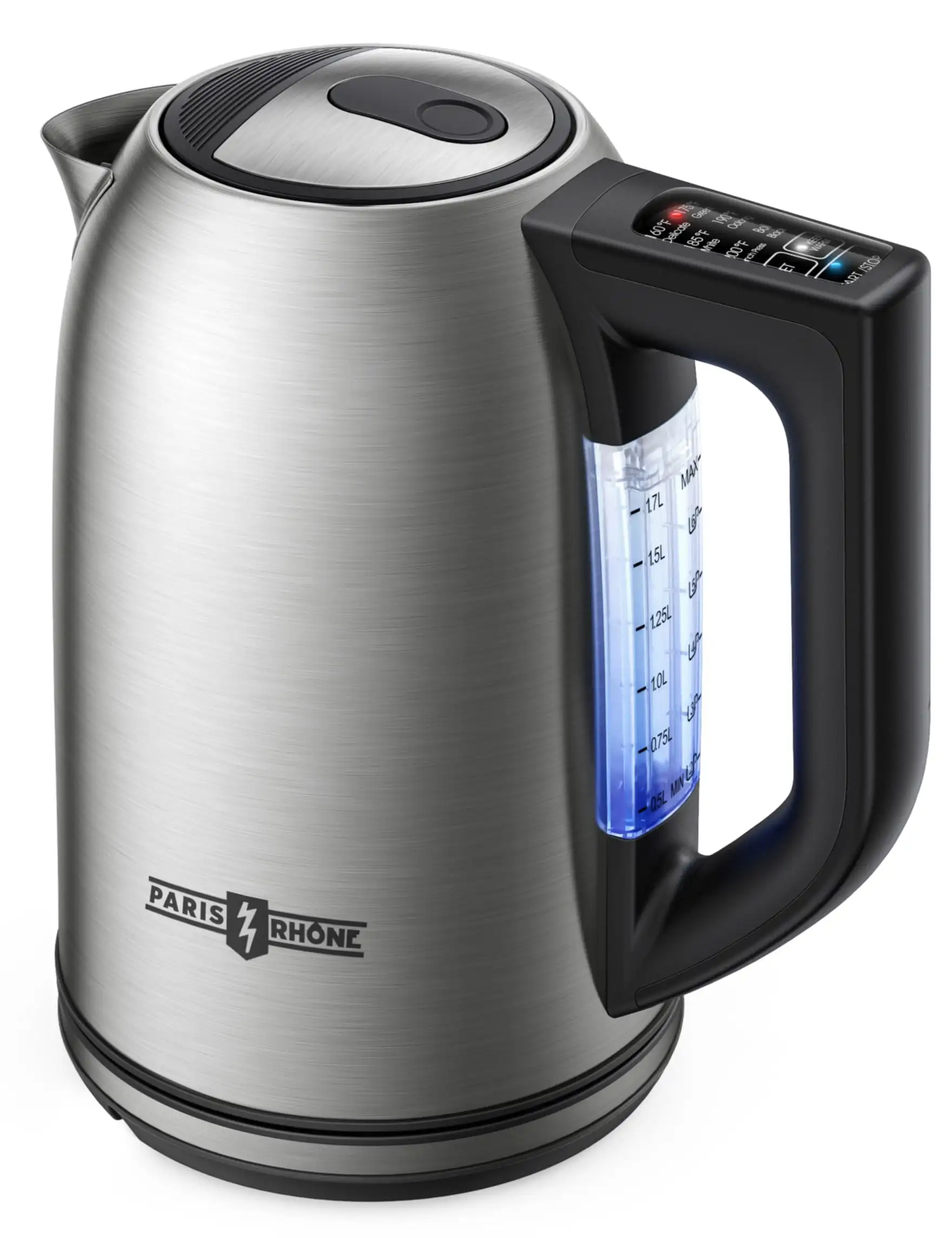 

Paris Rhône Stainless Steel Electric Kettle, 1.7L Kettle with 6 Temperature Settings, Strix Thermostat, Touch Control, Silver