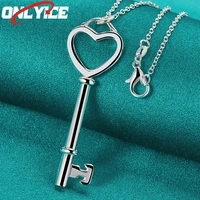 925 sterling silver heart key pendant necklace 16 30 inch snake chain ladies party engagement wedding fashion jewelry
