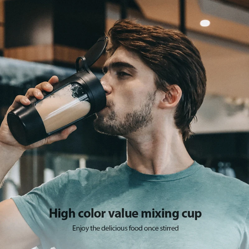 

650Ml Sports Bottle Sports Fitness Gym Outdoor Water Bottle Electric Shaker Whey Protein Powder Stirring Bottle Usb Charging Hot
