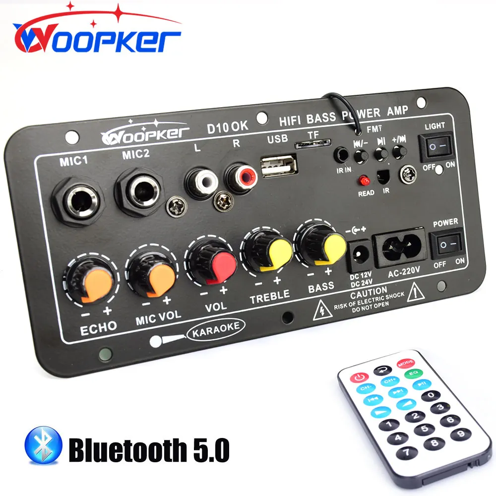 Плата усилителя Woopker, Bluetooth, AUX, TF-карта, USB 30-120 Вт, для  колонки 8-12 дюймов, 110 В, 220 В, 12 В, 24 В | AliExpress
