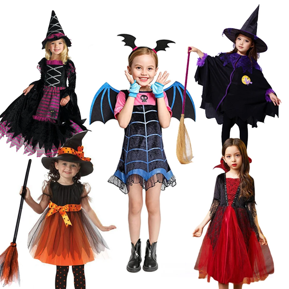 Disney Vampire Devil Witch for Girl Kids Princess Dress Up Costume di Halloween Carnival Party travestimento spaventoso Cosplay Vampire Set