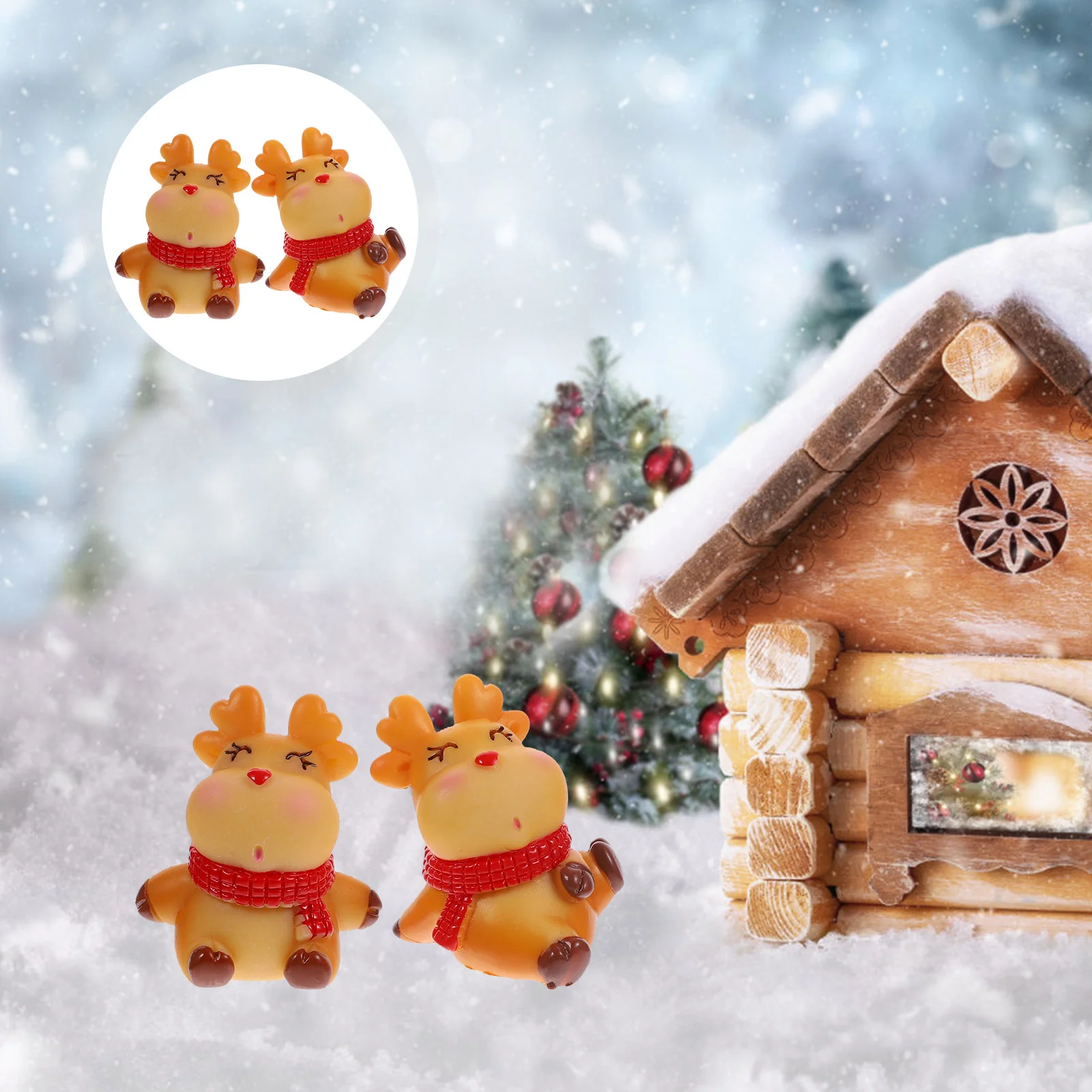 

6 Pcs Crafts Landscaping Adornments Desktop Deer Ornament Resin DIY Figurines Statues Office