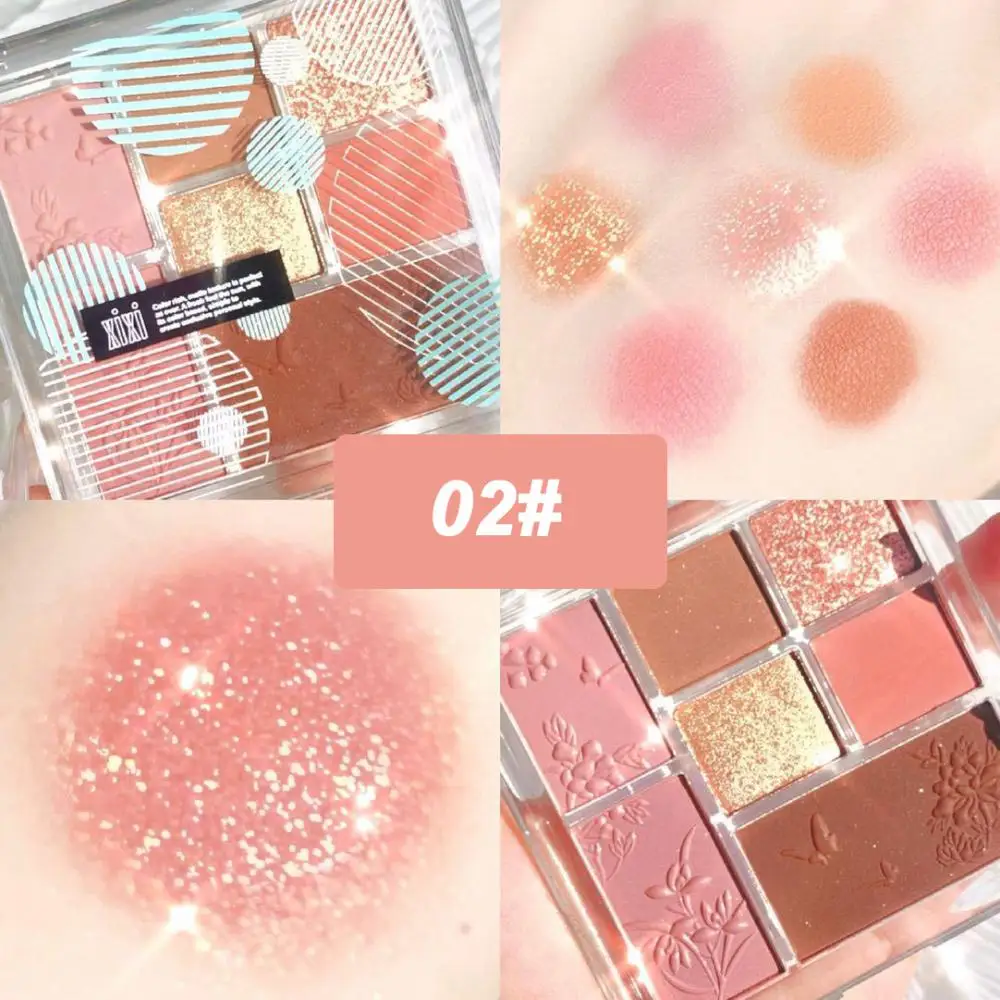 

XIXI 7 Color Eyeshadow Palette Peach Pink Brown Golden Pearly Matte Glitter Eyeshadow Pallete Shiny Eye Shadow Pigments Makeup