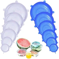 6pcs silicone universal stretch lid food packaging bowl lid cooking kitchen accessories supplies