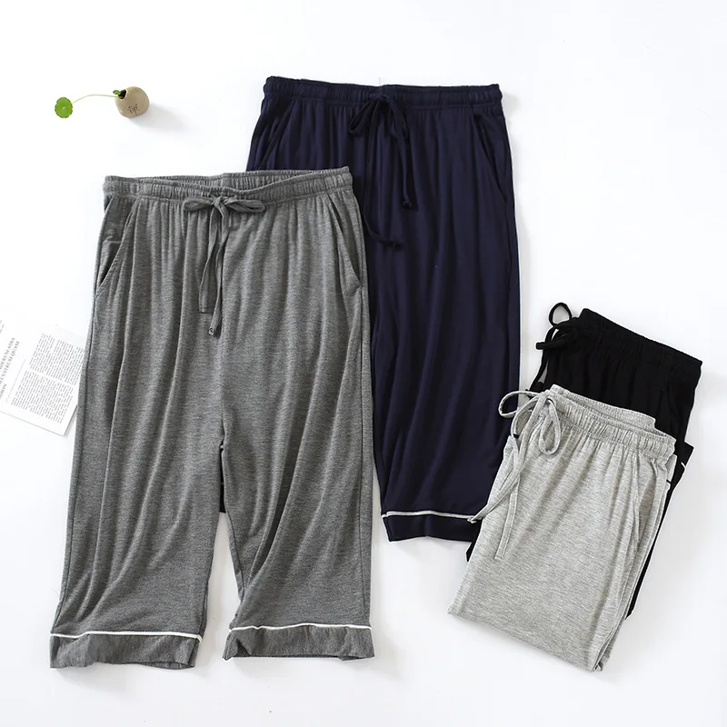 

Men's Modal Cropped Pajama Pants Summer Large Size Stretch Homewear Pants Thin Loose Pajama Pants 6xl Pyjama Homme Clothes