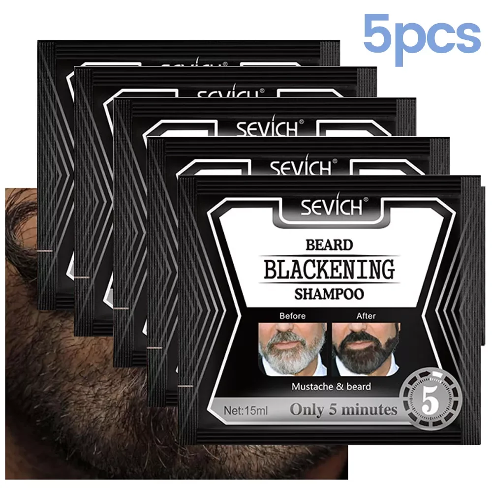 

NEW2023 Instant Hair Dye Black Beard Shampoo for Men Natural Beard Coloring Temporary Blackening Moustache Shampoo Wash convenie