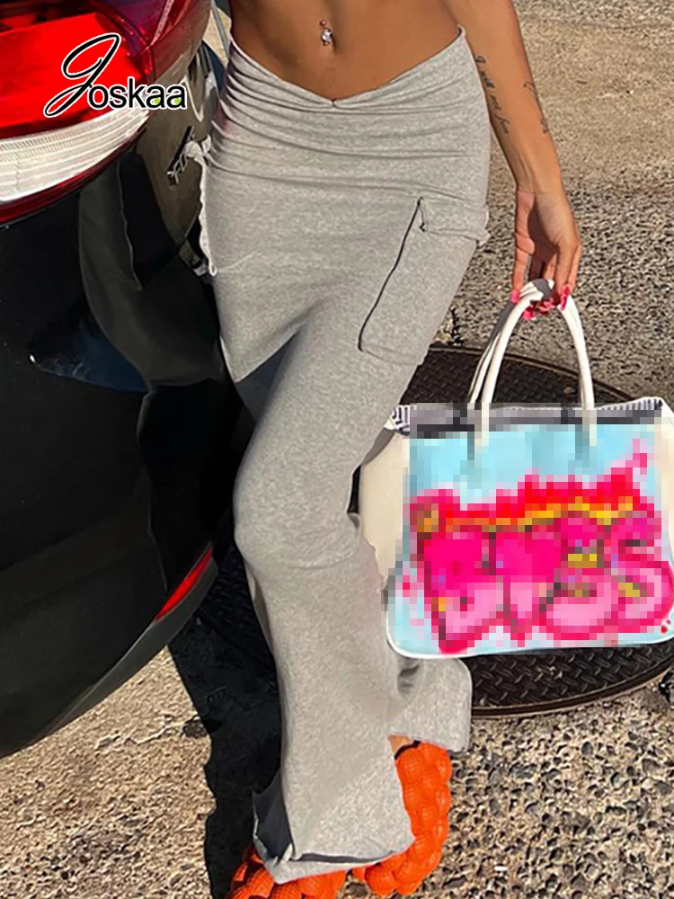 Joskaa серая плиссированная Макси-юбка с высокой талией и карманами Женская одежда