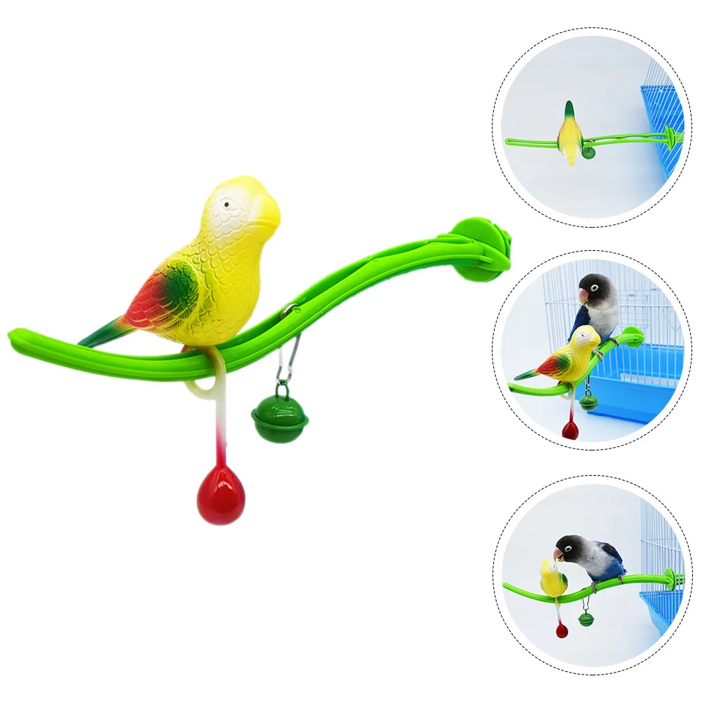 

1 Set of Parrot Training Perch Stand Parrot Perch with Simulation Bird Parrot Balance Train Toy Bird Toy