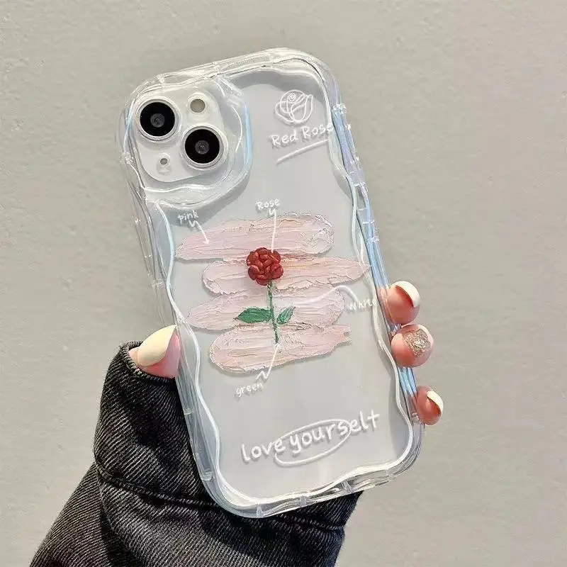 Фото Прозрачный чехол с цветочной цепочкой для iPhone 11 Pro Max 12 Mini 11 Pro 8 7 6 6s Plus XR X XS Max SE 2020, чехол из ТПУ Rose Tulip №5