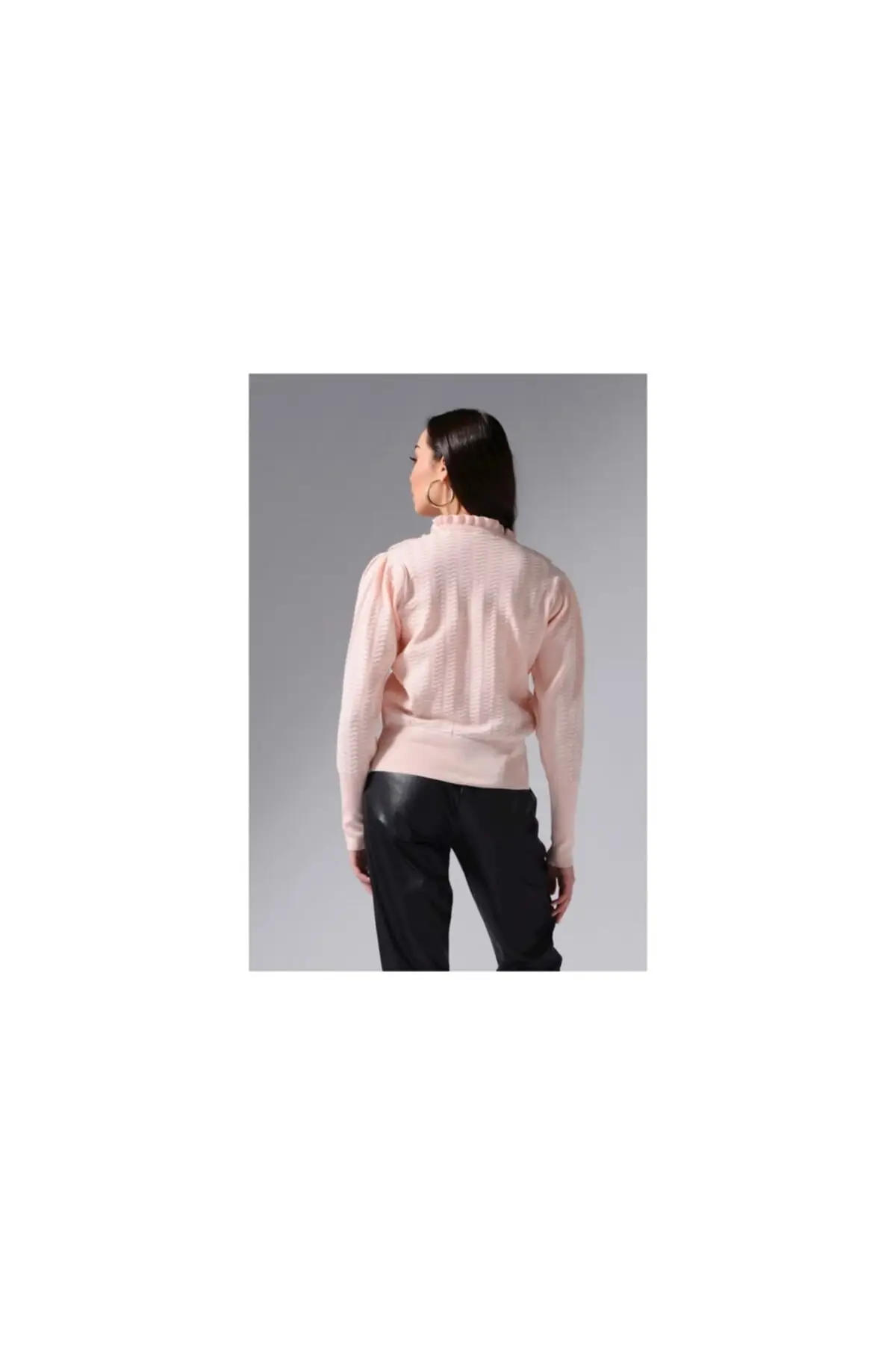 

Women's Powder vsimlik Jacquard Lace Collar Sweater lettuce taylor Women Muslim Sweater