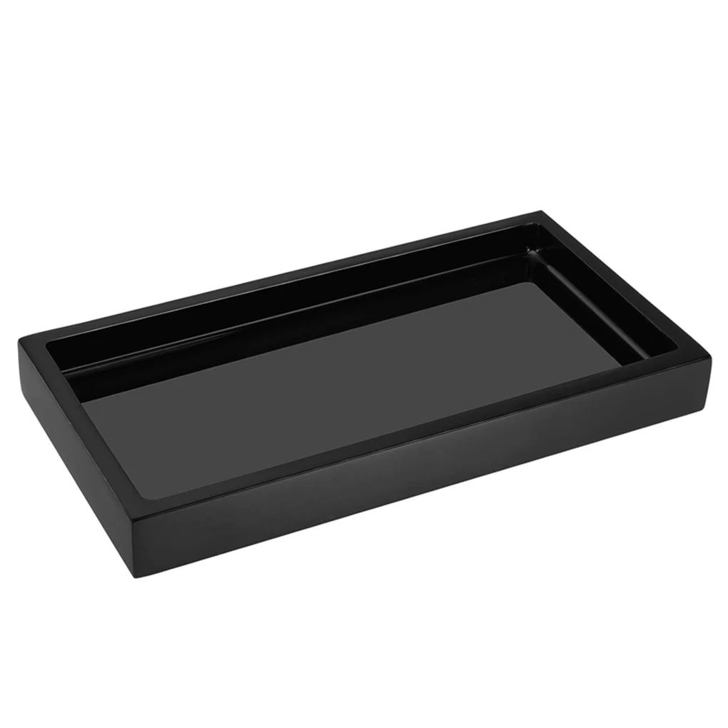 2 Waterproof Resin Bathroom Storage Tray With Delicate Pattern Tray Bathroom Supplies Bottle Black 22*12*2CM