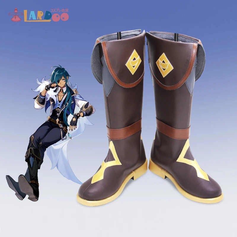 

Lardoo Game Genshin Impact Kaeya Cosplay Shoes Halloween Kaeya Cosplay Accessories Men's Women's Leather Boots