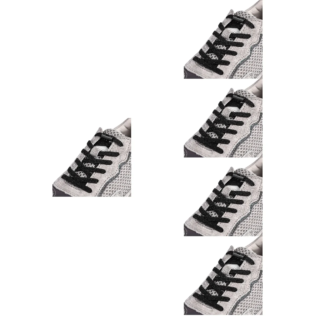 10 Pairs  of Elastic No Tie Shoe Laces with Shoe Buckles for Adults Kids Elderly (Black)