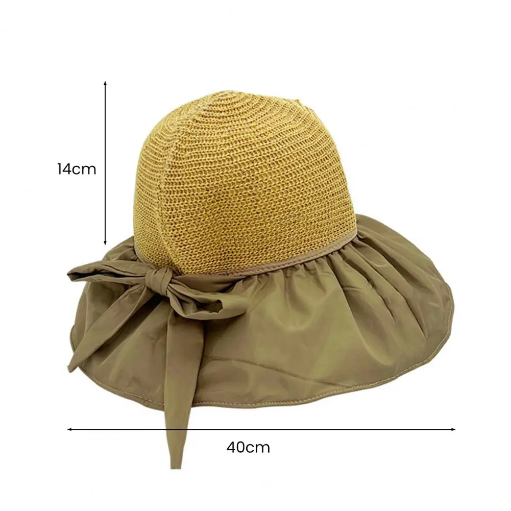 

Chic Fisherman Hat Lightweight Beach Hat Large Bowknot Women Summer UV Protecting Fishing Cap Sun-resistant