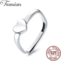 trumium 100 sterling silver heart rings for women rectangle finger ring adjustable personility statement fine jewelry