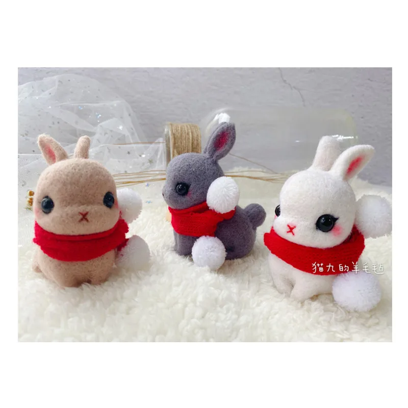 

Bunnies, gift idea, DIY decorations, gifts wool needlepoint kit wool felt needle felting pendant craft needlecraft DIY