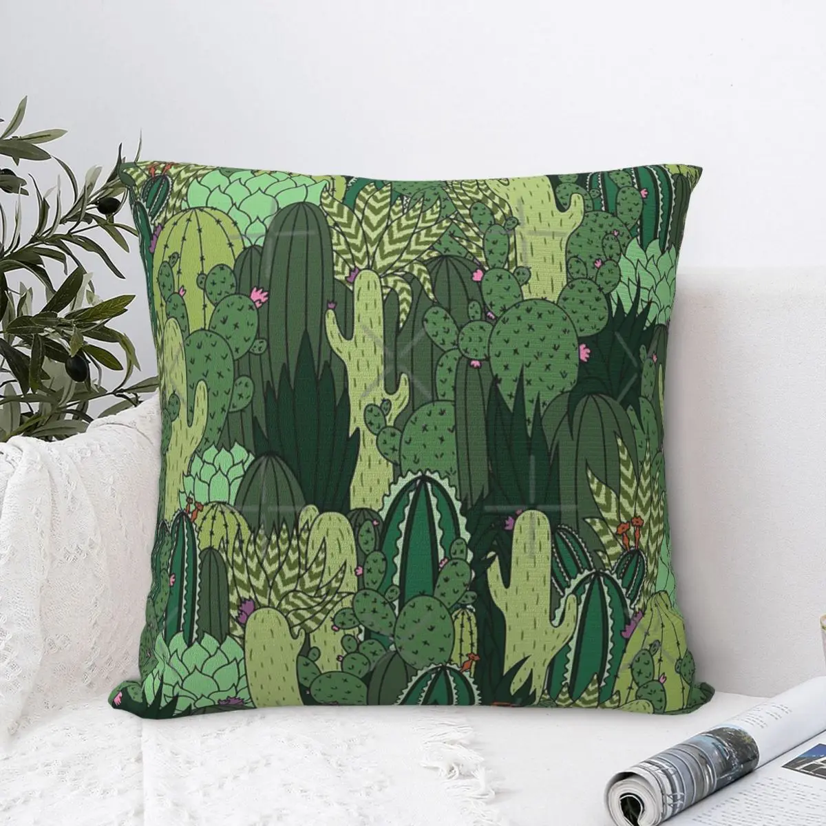 

Чехол-наволочка с рисунком кактуса, 3 предмета