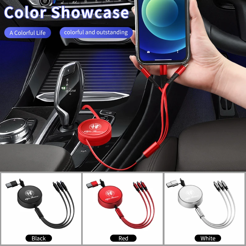 Автомобильный USB-кабель 3 в 1 для зарядки Alfa Romeo Giulietta 159 147 156 166 Mito Giulia GT