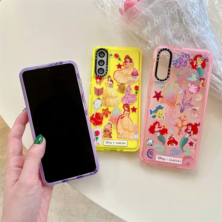 

Disney Princess Luxury Phone Case for Samsung Galaxy S 22 21 20 Ultra Plus Cartoon Back Cover Kawaii Soft Fundas Coque