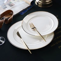 luxury gold plate set party wedding bone china dessert dinner trinket tableware kitchen pratos de jantar kitchen serving tray