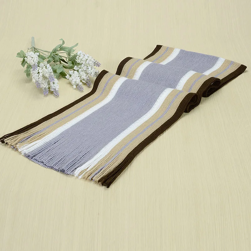 

652F New Men Cashmere Shawl Winter Warm Fringe Stripe Tassel Long Soft Scarf