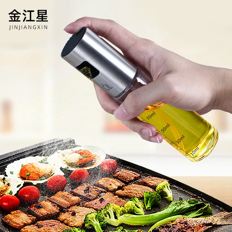 

Oil Pot Household Press Stainless Steel Spray Bottle Edible Oil Seasoning Barbecue Spray Vinegar Bottle Kitchen Spray