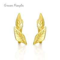 real 925 sterling silver vintage leaf earrings luxury 14k gold plated hoop earrings for women anniversary gift fine jewelry 1611