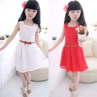 summer lace vest hollow out girls dress baby girl princess tutu dress chlidren clothes kids party clothing for girls free belt