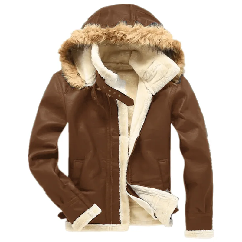 

Men Plush Stitching Warm Jacket Autumn Winter Cardigan Straight Coat Men Vintage Long Sleeve Zipper Hooded Turn-down Collar Coat