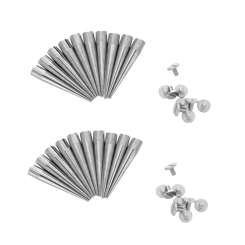 

20 Set Silver Screw Bullet Rivet Spike Studs Spots DIY Rock Punk